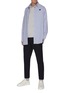 模特儿示范图 - 点击放大 - EQUIL - 拼色条纹纯棉polo衫