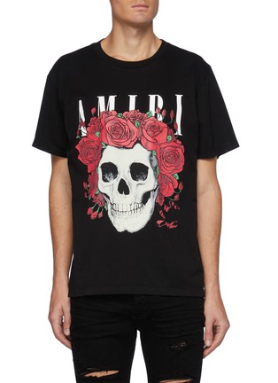 首图 - 点击放大 - AMIRI - 品牌名称玫瑰骷髅图案纯棉T恤