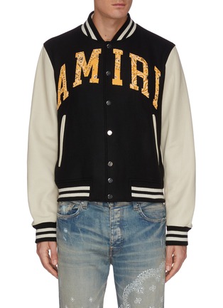 首图 - 点击放大 - AMIRI - 拼接复古图案品牌名称混羊毛棒球夹克