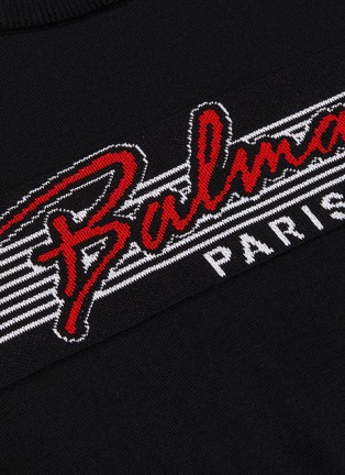  - BALMAIN - 拼色logo及条纹纯棉针织衫