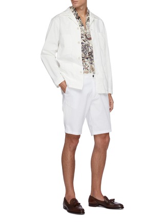 模特儿示范图 - 点击放大 - RING JACKET - 拼贴口袋人字纹纯棉衬衫式夹克