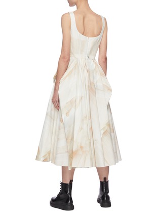 背面 - 点击放大 - ALEXANDER MCQUEEN - 抽象图案褶裥纯棉无袖连衣裙