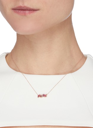 模特儿示范图 - 点击放大 - SUZANNE KALAN - 'Amalfi' topaz 14k rose gold necklace