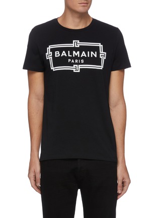 首图 - 点击放大 - BALMAIN - logo几何图案纯棉T恤