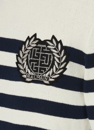 - BALMAIN - logo拼贴拼色条纹棉质针织衫