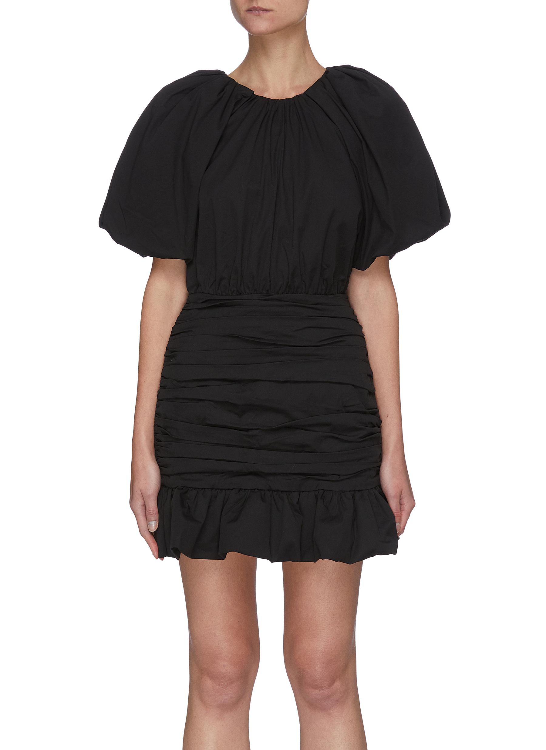 C/meo Collective 'captive' Puff Sleeve Ruched Mini Dress In Black