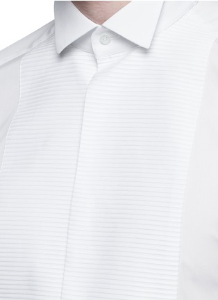 细节 - 点击放大 - DOLCE & GABBANA - 条纹拼贴翼形领纯棉礼服衬衫