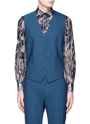 细节 - 点击放大 - DOLCE & GABBANA - 纯色羊毛连马甲西服套装