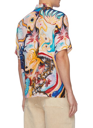 背面 - 点击放大 - ENDLESS JOY - 抽象趣味图案真丝短袖衬衫