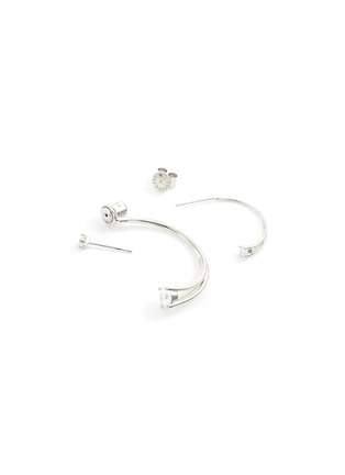 细节 - 点击放大 - YUESPHERE - 'Core' cubic zirconia rhodium plated sterling silver earrings
