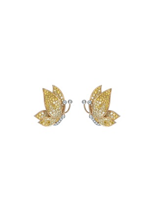 模特儿示范图 - 点击放大 - SARAH ZHUANG - 钻石点缀18k白金及黄金耳环