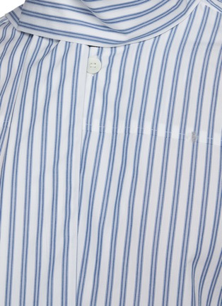  - DRIES VAN NOTEN - CRIZZ 3236拼色条纹系带领口丝质上衣