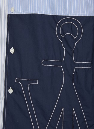  - JW ANDERSON - logo车缝线条纹拼贴纯棉衬衫