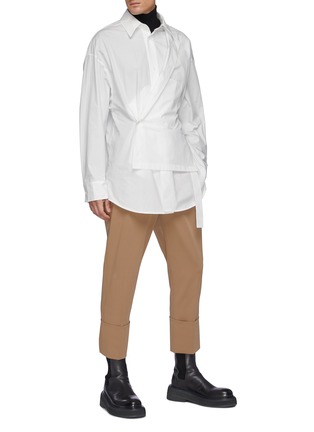 模特儿示范图 - 点击放大 - WOOYOUNGMI - 搭叠布饰纯棉衬衫