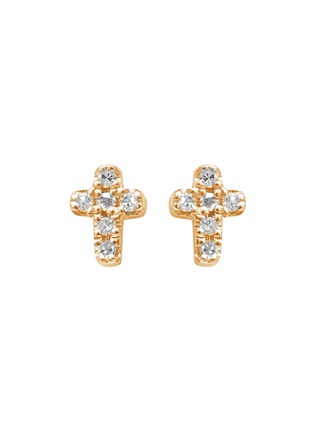 首图 - 点击放大 - DJULA - 魔法钻石点缀18k黄金十字造型耳环
