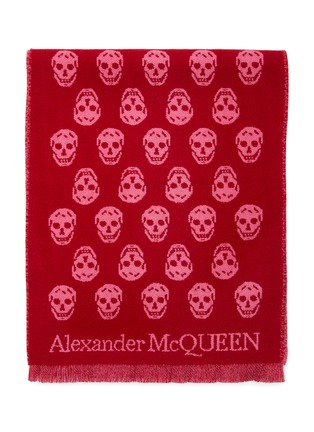 细节 - 点击放大 - ALEXANDER MCQUEEN - 两面用骷髅头提花流苏羊毛围巾