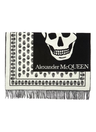 细节 - 点击放大 - ALEXANDER MCQUEEN - 骷髅头提花流苏羊毛围巾