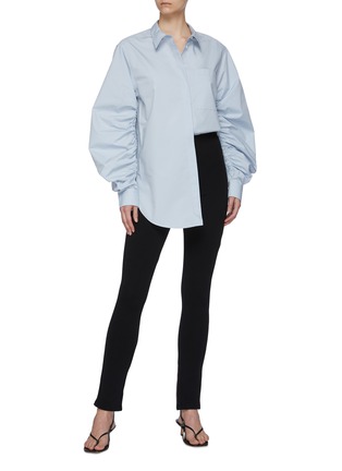 模特儿示范图 - 点击放大 - 3.1 PHILLIP LIM - 褶裥泡泡袖混棉府绸衬衫