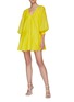 模特儿示范图 - 点击放大 - ALICE + OLIVIA - TALIE V领褶裥泡泡袖混棉连衣裙