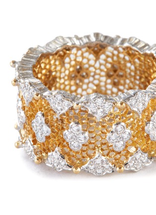 细节 –点击放大 - BUCCELLATI - 'Tulle Nuvolette' diamond 18k gold honeycomb ring
