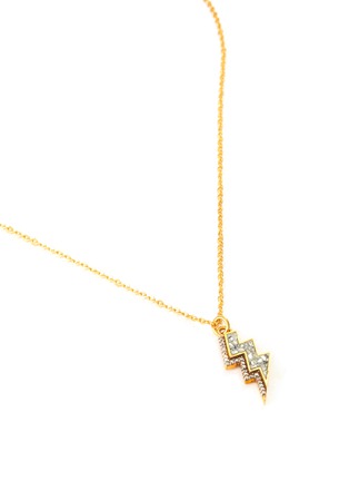 细节 - 点击放大 - SHANA GULATI - RISHI BOLT香槟钻缀饰闪电造型吊坠18K镀金项链