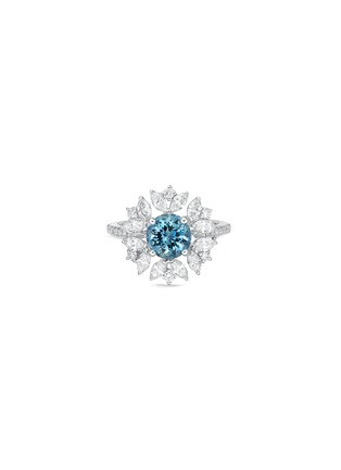 首图 - 点击放大 - SARAH ZHUANG - 钻石及海蓝宝石点缀18k白金几何造型戒指