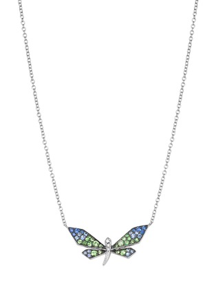 首图 - 点击放大 - SARAH ZHUANG - 钻石蓝宝石绿色石榴石18K白金蜻蜓造型项链