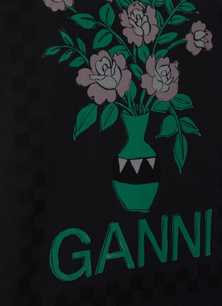  - GANNI - 品牌名称花卉图案有机棉T恤