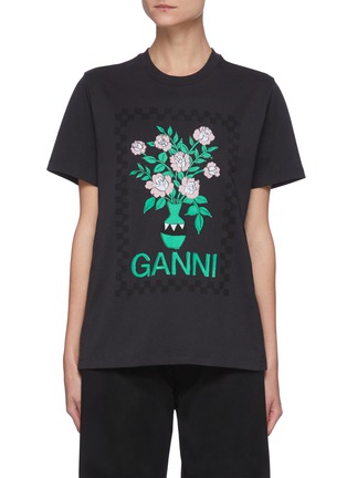 首图 - 点击放大 - GANNI - 品牌名称花卉图案有机棉T恤