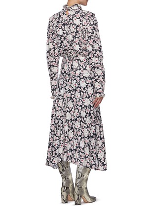 背面 - 点击放大 - ISABEL MARANT ÉTOILE - 木耳边高领泡泡袖花卉图案纯棉连衣裙