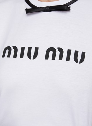  - MIU MIU - 品牌名缎面蝴蝶结T恤
