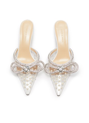 细节 - 点击放大 - MACH & MACH - 珍珠仿水晶缀饰透视高跟穆勒鞋