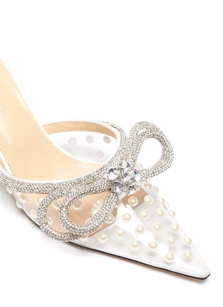 细节 - 点击放大 - MACH & MACH - 珍珠仿水晶缀饰透视高跟穆勒鞋