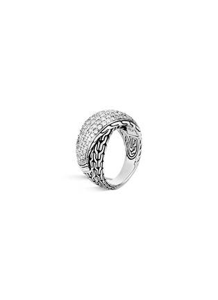 细节 - 点击放大 - JOHN HARDY - Classic Chain' Diamond Paved Arch Sterling Silver Overlap Ring