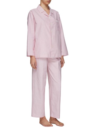 正面 –点击放大 - LAGOM - 条纹纯棉睡衣套装—— S 号粉色和白色