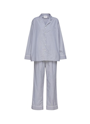 首图 –点击放大 - LAGOM - 条纹纯棉睡衣套装 — S 号深灰色和白色
