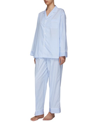 正面 –点击放大 - LAGOM - 条纹纯棉睡衣套装—— S 号浅蓝色和白色