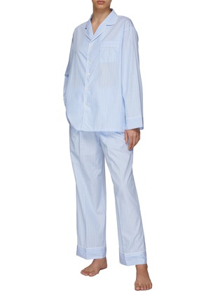  - LAGOM - 条纹纯棉睡衣套装—— S 号浅蓝色和白色