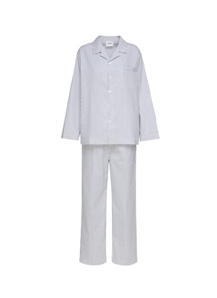 首图 –点击放大 - LAGOM - 条纹纯棉睡衣套装—— S 号白色和蓝色
