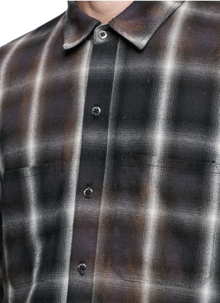 细节 - 点击放大 - AMIRI - 喷漆效果格纹法兰绒衬衫