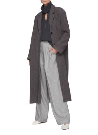 模特儿示范图 - 点击放大 - BRUNELLO CUCINELLI - 镂空高领羊绒针织衫