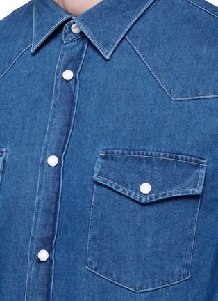 细节 - 点击放大 - ACNE STUDIOS - EWING几何拼接纯棉牛仔衬衫