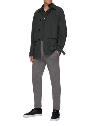 模特儿示范图 - 点击放大 - PT TORINO - 羊毛混羊绒松紧裤腰运动长裤