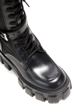 细节 - 点击放大 - PRADA - Monolith Nylon Pouch Tall Combat Leather Boots