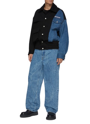 模特儿示范图 - 点击放大 - FENG CHEN WANG - 拼贴口袋牛仔拼接钮扣夹克