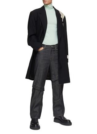 模特儿示范图 - 点击放大 - FENG CHEN WANG - 拼色设计长款混羊毛夹克