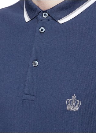 细节 - 点击放大 - DOLCE & GABBANA - 皇冠标志刺绣纯棉POLO衫