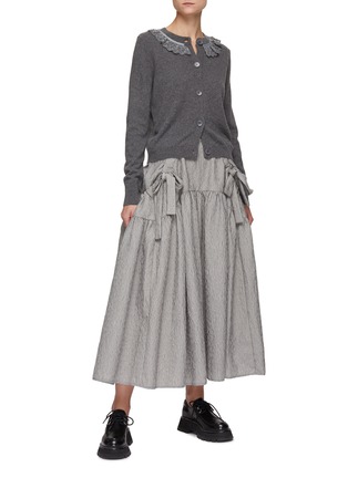 模特儿示范图 - 点击放大 - CECILIE BAHNSEN - FARRAH蕾丝衣领羊绒混羊毛针织开衫