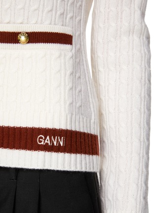  - GANNI - 拼色条纹金属钮扣羊毛混羊绒针织开衫