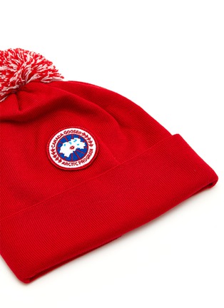 细节 - 点击放大 - CANADA GOOSE - 儿童款LOGO徽标美丽诺羊毛针织帽